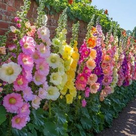 300+ Double Hollyhock Seeds for Planting - Giant Mixed Hollyhock Flowers Seed Perennial Outdoor Home Garden Flower Attracts Pollinators