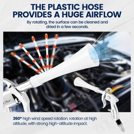 Dry Blow Cleaning Gun Blow Gun, Compressed Air Cleaning Gun for Compressor 6-9 Bar, Blow Gun Compressed Air with 5 Hoses, Compressed Air Accessories, Blow Gun for Car Dashboard Leather Seats