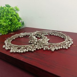 Efulgenz Indian Oxidized Bangle Bracelet Boho Indian Retro Bohemian Metal Balls Charms Hangings Vintage Bracelet Bangle Jewelry For Women