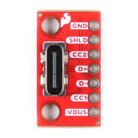 SparkFun USB-C Breakout - Vertical Connector, Dimensions: (0.80in x 0.45in x 0.46in)