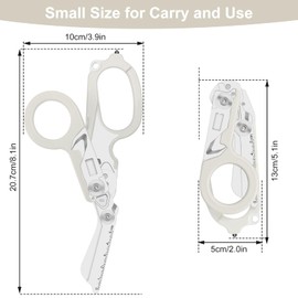 6 in 1 trauma shears, folding emergency shear, Outdoor Camping Tools, Seat Belt Cutter, Oxygen Cylinder Wrench, Complimentary Adjustable Wrench (Luminous Silver)