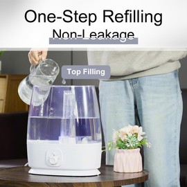 Humidifiers for Bedroom,6L Ultrasonic Air Purifier 50H Top Fill Cool Mist Essential Oil Diffuser,28 dB Quiet Night Light 360 Nozzles Adjustable Humidity Baby Kids Plants Home Large Room Office