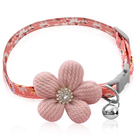 Small Dog Collars for Female Dogs, Pink Dog Collar, Floral Dog Collar, Girls Dog Collars for Small, Medium and Large Dogs (Pink, Neck Circumference 20-30 cm)
