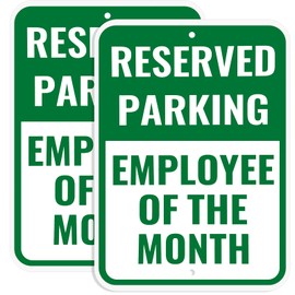 Shimeyao 2 Pcs Employee of the Month Parking Sign 14 x 10 Inches Reserved Parking Sign Board Aluminum Composite Green on White for Employee of the Month Supplies