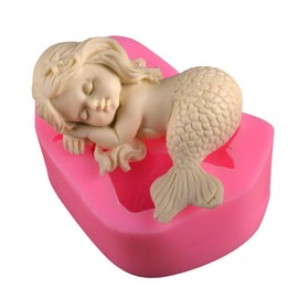 Yorimi Molde de Silicona para Tarta de Sirena, moldes de Silicona para Fondant con temática de Sirena, moldes de Silicona para Bricolaje, decoración de moldes de Fondant