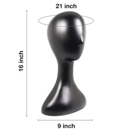 Studio Limited Professional Plastic Mannequin Head (Black), Durable Women Model Wig Stand Display