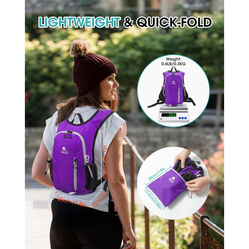 VPBAGE Hiking Daypack, Purple, Small, Daypack Backpacks