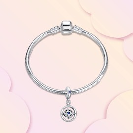 Annmors Heart Charm Pendant, S925 Sterling Silver, Sparkling Bracelet Charm with Cubic Zirconia for European Bracelets and Necklaces, Christmas Jewellery Gift for Men and Women, Silver