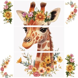WANDIC 3 Sheets Spring Rub on Transfer Stickers Giraffe Decals Animal Stickers Waterproof Decals Furniture Stickers Home Decoration Decals for DIY,15 * 30cm