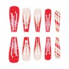 CECOBAG 24 Pcs Red Rectangular Press-On Nails with Snowflake Deer