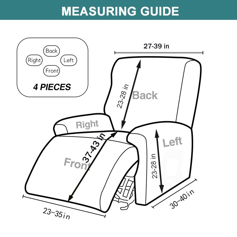 NILUOH Stretch Recliner Cover 4 Pieces Printed Lazy Boy Chair