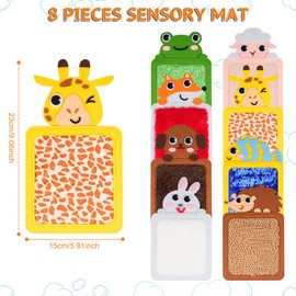 8Pcs Sensory Mats for Kids - Educational Animals Sensory Pads for Kid Toddler Baby, Autism Sensory Tiles Wall Panel Disorder Toys Fidget Toys for Tactile Play/Anxiety Relief, Educational Learning Gift