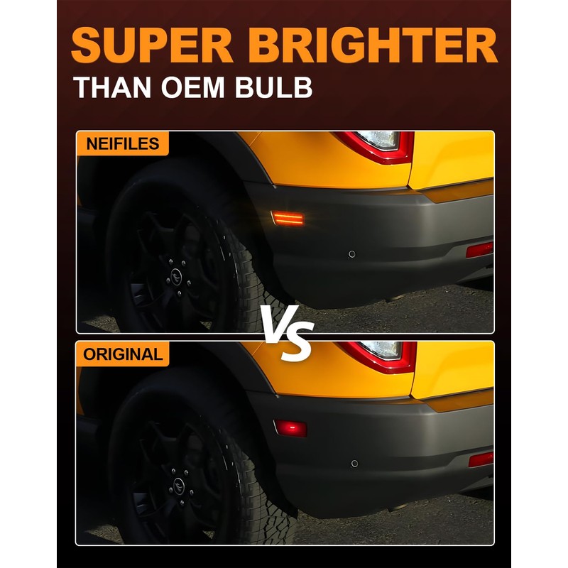 NEIFILES Rear LED Side Marker Lights 5X Brighter Than OEM