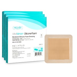 MedVanceTM Silicone - Bordered Silicone Adhesive Foam Dressing Size 6"x6" (4.1"x4.1" pad), 15 Dressings