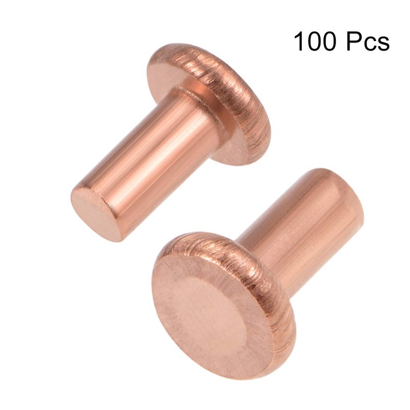 sourcing map 100pcs 1/8" x 15/64" Flat Head Copper Nails