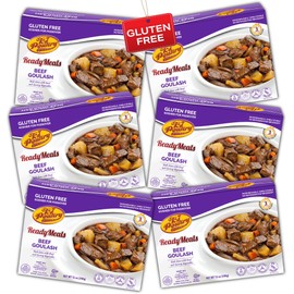 KJ Poultry KJ Poultry Kosher for Passover Gluten Free Meals, Beef Goulash Stew with Vegetables (6 Pack) Prepared Entree Fully Cooked, Shelf Stable Microwave Dinner, Travel, Military, Camping, Emergency Survival