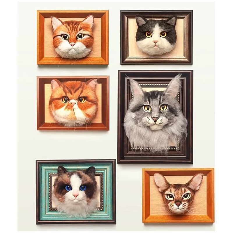 Monshop Wool Felt Kit, Realistic Cats, Maine Coon, Cat