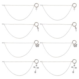 GOMAKERER Pack of 8 Shoe Charms Shoe Jewellery Accessories Cross and Butterfly Pendant Laces Double Charm Chains with Lobster Clasps for Trainers Casual Shoes Decoration, Metal, No Gemstone