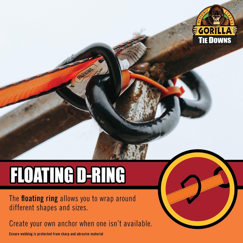 Gorilla Ratchet Tie Down Straps (2Pack) 1.5in x 14ft -