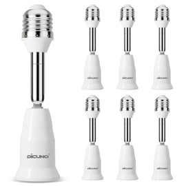 DiCUNO Light Socket Extender, E26 Light Bulb Extender, 4.5 Inch Extension, Adjustable Socket Extension Adapter, 180° Bendable, 350° Rotatable, Medium Screw Base, 6-Pack
