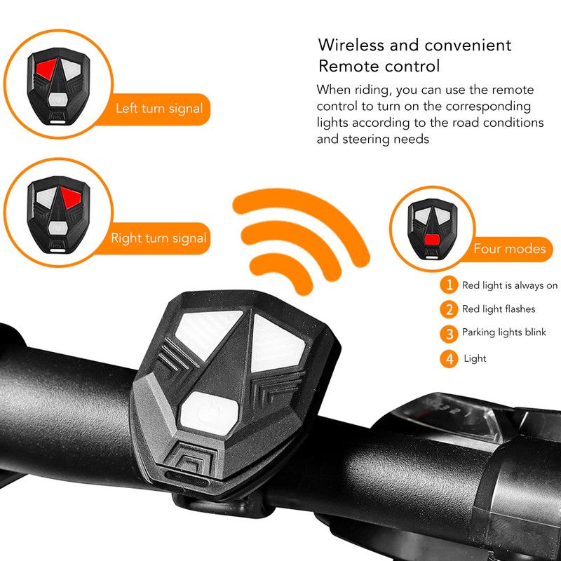 Bike Tail Light Wireless Remote Control Safety Bicycle Night Riding