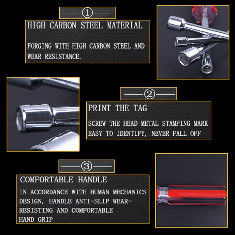 Utoolmart Hexagon Nut Nonslip Handle Hex Socket Wrench Screwdriver Hand