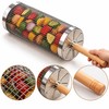4-Pack Stainless Steel Rolling Grill Baskets for BBQ – Wooden