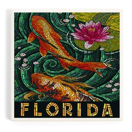 Koi Paper Mosaic, Florida (Absorbent Ceramic Coaster, Single, Cork Back, Kitchen Table Decor)