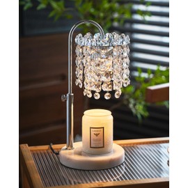 Candle Warmer Lamp with Timer Dimmer Adjustable Height Candle Warmer with Marble Base for Jar Candles, Crystal Candle Lamp with 3 Bulbs for New Home Decor, Women Mom Christmas Birthday Gifts, Silver