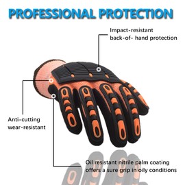 G-Touch Gardening Gloves for Men and Women, Impact Cut Resistant Work Gloves in Size 9/Large for Protective Wood, Pruning, Yard, Farm,Building, Construction