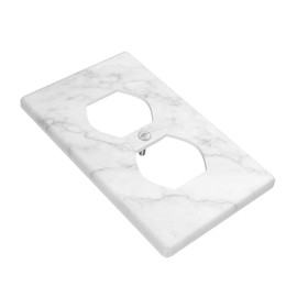 White Marble Outlet Covers Decorative Electrical Outlets Duplex Outlet 1-Gang Wall Plate Receptacle Wall Outlet Cover