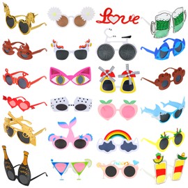 24PCS Bluk Funny Party Glasses, Novelty Cool Shpaed Party Sunglasses, Cute Eyewear, Sunglasses Masks for Adults, Teens, Funny Photo Booth Props for Luau, Pool, Summer, Hawaiian, Graduation, Wedding