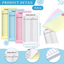 Clabby 120/240 Set Baseball/Softball Lineup Cards Coaching 4 Part Carbonless Copies 30 Game 16 Player Roster Line up Sheet Scorebook for Sport Team Coach Umpire, 3.9 x 7.9 Inch(4 Packs)