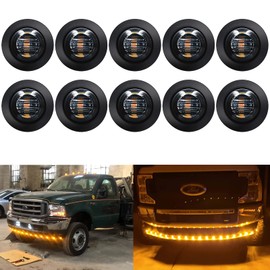 KEING - Paquete de 10 luces de señal LED redondas de 3/4 pulgadas, color ámbar, 12 V, para remolque, camión, autobús, camioneta, ATV, RV, camión, caravana, 5 años de garantía (lente ahumada)