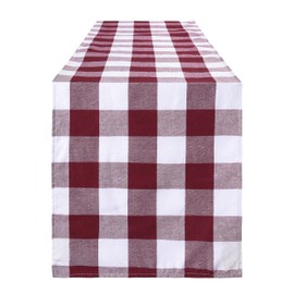 Tosewever Buffalo Check Plaid Farmhouse Table Runner, Cotton Polyester Blend Classic Family Dinner Table Runners for Indoor Outdoor Parties Events Home Decoration (Red and White, 14 x 72 Inch)