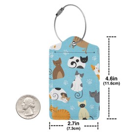 2 Pcs Cute Cat Luggage Tag for Suitcase, Animal Cat Party Decorations Supplies Gift Women Men Boy Girl, Steel Loop with Privacy Cover ID Label