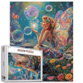 Tucocoo Beautiful Fairy Jigsaw Puzzles for Adults 1000 Pieces, Fantasy Bubbles Flowers Jigsaw Puzzle Colorful Huge Wings DIY Craft Puzzles for Home Decoration, Family Puzzle Perfect for Game Nights