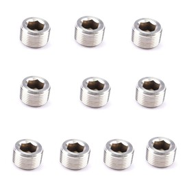 HongBoW Hardware Stainless Steel Internal Hex Countersunk Thread Socket Pipe Plug (1/4 NPT Male, 10)