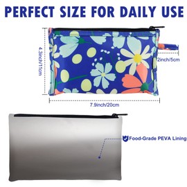 Moyad Reusable Snack Bag for Adults, 2 Pack Food Storage Zipper Pouch Snacks Packing Bag, Dishwasher Safe, BPA Free, Small Snacks Bags for Work Travel Office (Blue Flower, S)