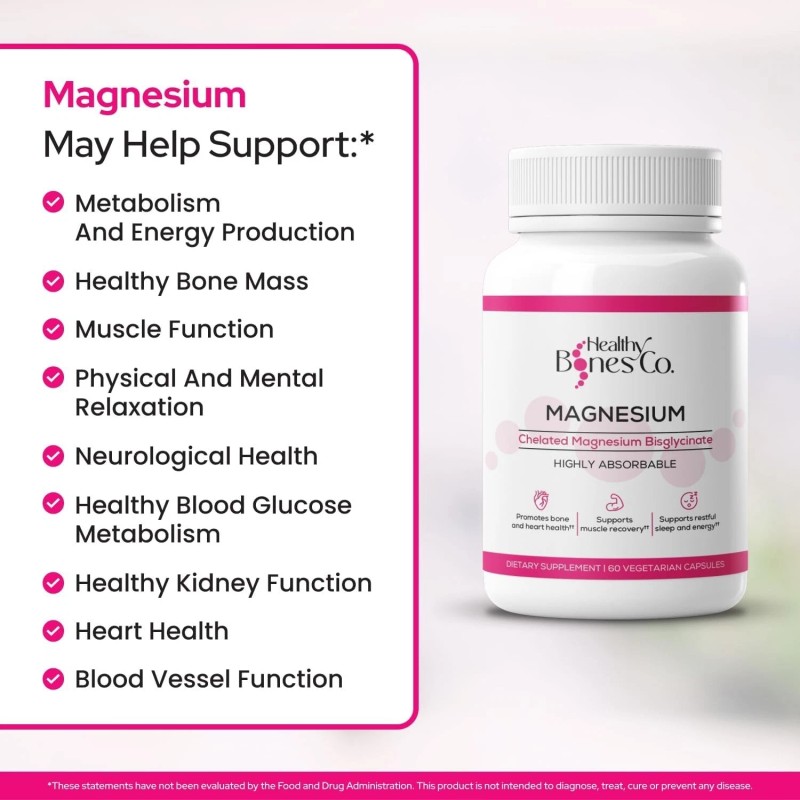 Healthy Bones Co. Chelated Magnesium Bisglycinate Capsules 300mg - Highly