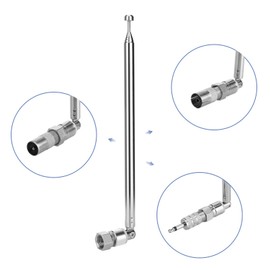 ENUODA 75 Ohm Replacement FM Radio Antenna - 7 Sections Telescopic Antenna, 17-75.8cm,F Type Male Plug Connector with Adapter for Table Top Radio HiFi AV Stereo Receiver Mini System