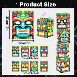 8 Pcs Tiki Totem Box Decor with Light,Hawaiian Luau Themed Party Decorations,Tiki Party Boxes,Tropical Summer Party Favors Boxes for Hawaiian Birthday Party Tropical Decor