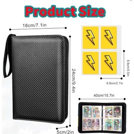 Card Binder, Trading Card Album, 400-Card Capacity, 50 Removable 4-Pocket Sleeves, for Sports and Game Cards