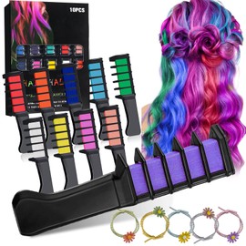 Pack of 10 Hair Chalk Combs, Hair Chalk for Girls, Temporary Washable Hair Colour for Children Girls, Coloured Combs, Perfect for Party, Cosplay and Children's Birthdays