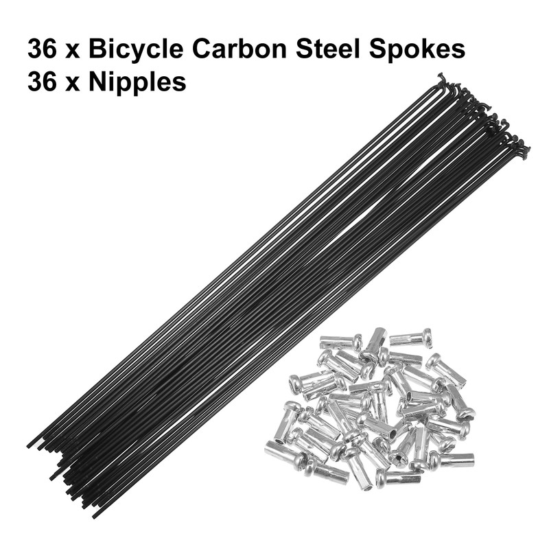 QUARKZMAN Bicycle Carbon Steel Spokes 14G 284 mm with Nipples