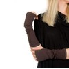 Forgotten Cotton Long Jersey Fingerless Gloves (Brown)
