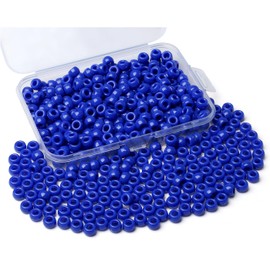 AWARDSEN Blue Pony Beads Bulk 500 Pcs 9mm Hair Beads for Braids Making DIY Crafting Friendship Bracelets Necklace