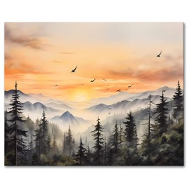 TISHIRON Paint by Numbers Adult Landscape Oil Hand Painting with Brushes Forest Mountains DIY Painting by Numbers Kits on Canvas Natural Drawing Crafts 40 x 50 cm Frameless