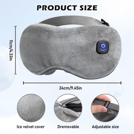 Wärmebrille mit Akku ohne Kabel, Beheizte Augenmaske, Augenmaske Wärmend, Beheizbare Maske, 3 Wärmestufen, Elektrisch, Lichtundurchlässig, Waschbarer Bezug, Reisen, Geschenke, Grau