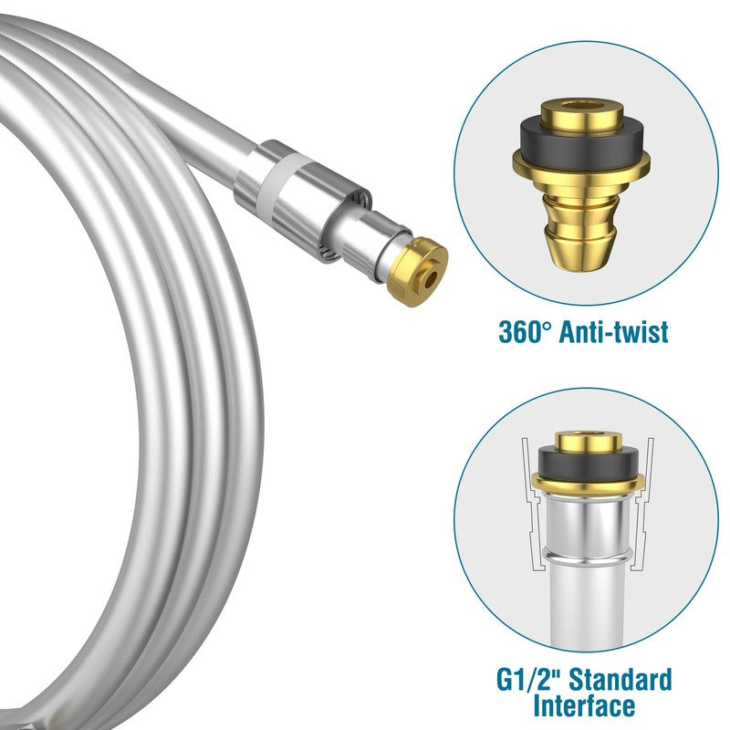 Tech Traders PVC Smooth Shower Hose 2m(79”) inch Long Anti-Twist